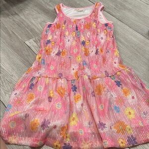 Girls' Pink Floral Sparkle Tank Dress